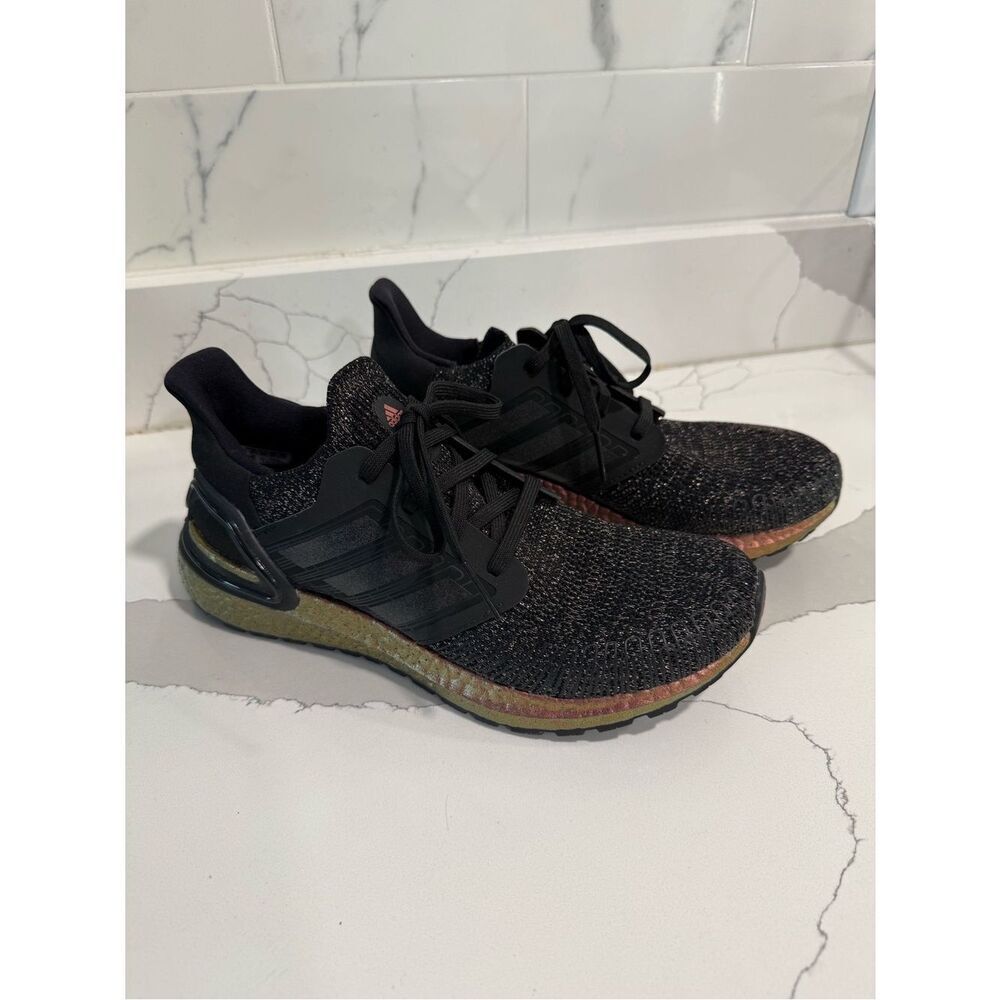 adidas Ultraboost Running Shoe in Black with Iridescent Rose-Gold Midsole - Picture 3 of 11